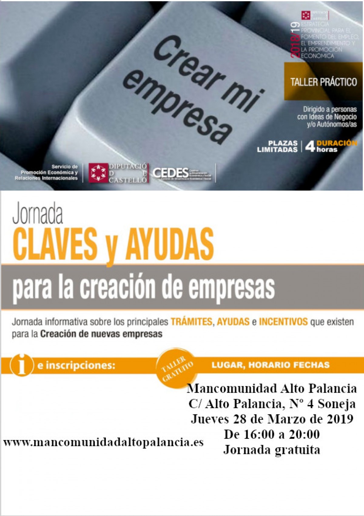 JORNADA CLAVES Y AYUDAS PARA LA CREACIÓN DE EMPRESAS