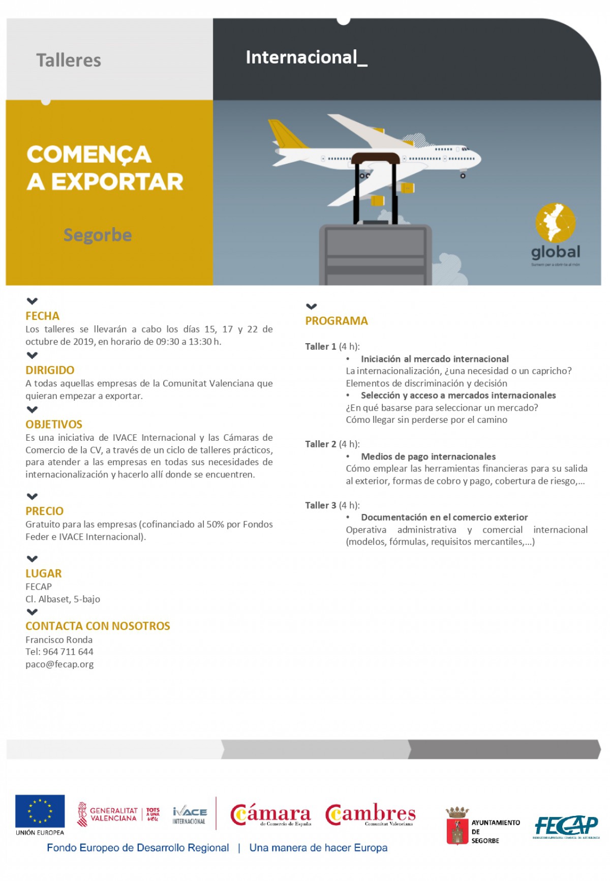 TALLERS PROGRAMA "*COMENÇA A EXPORTAR" (GRATUÏTS)