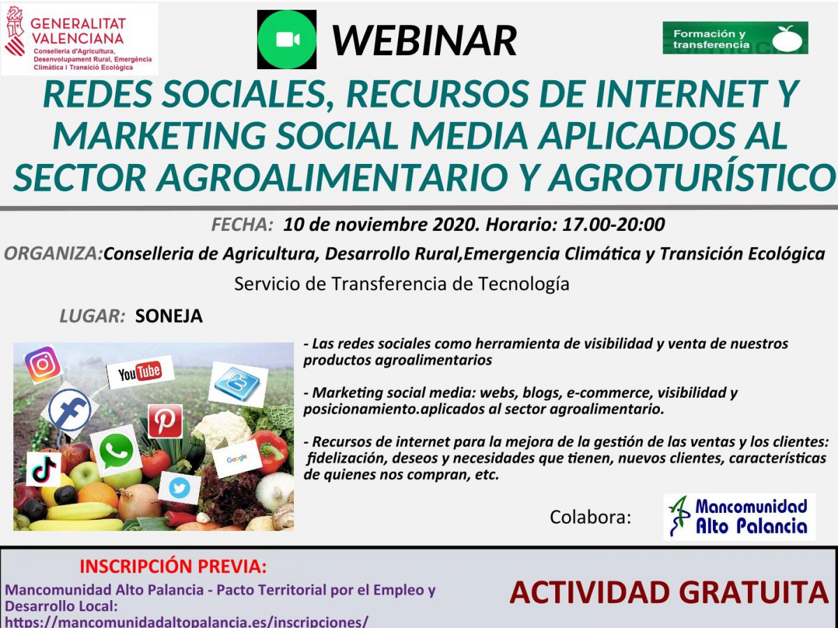 Xarxes socials, recursos d'Internet i Màrqueting mitjans socials aplicats al sector agroalimentari i *agroturístico 