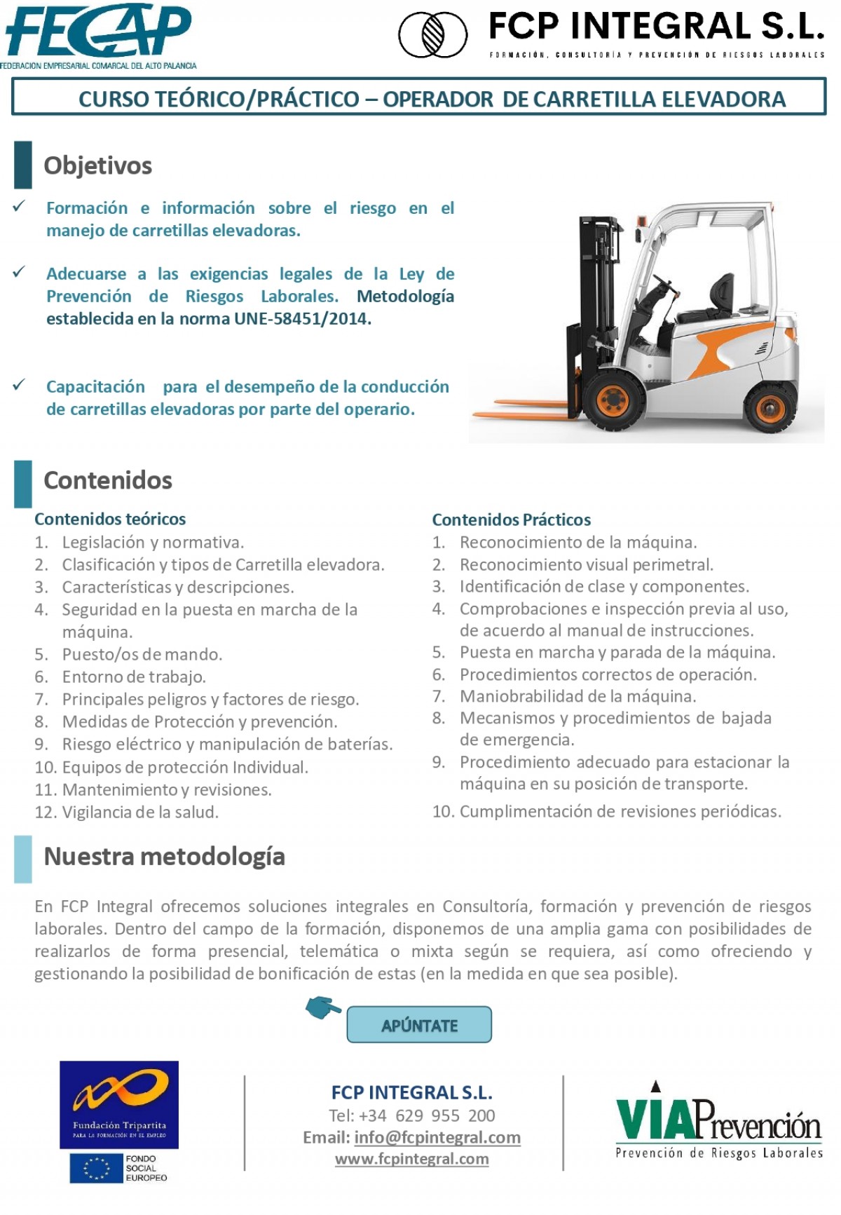 CURSO OPERADOR DE CARRETILLA ELEVADORA- FCP Integral