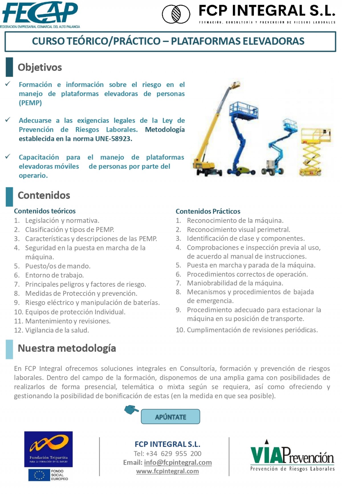 CURS TEÒRIC PRÀCTIC PLATAFORMA ELEVADORA-*FCP INTEGRAL