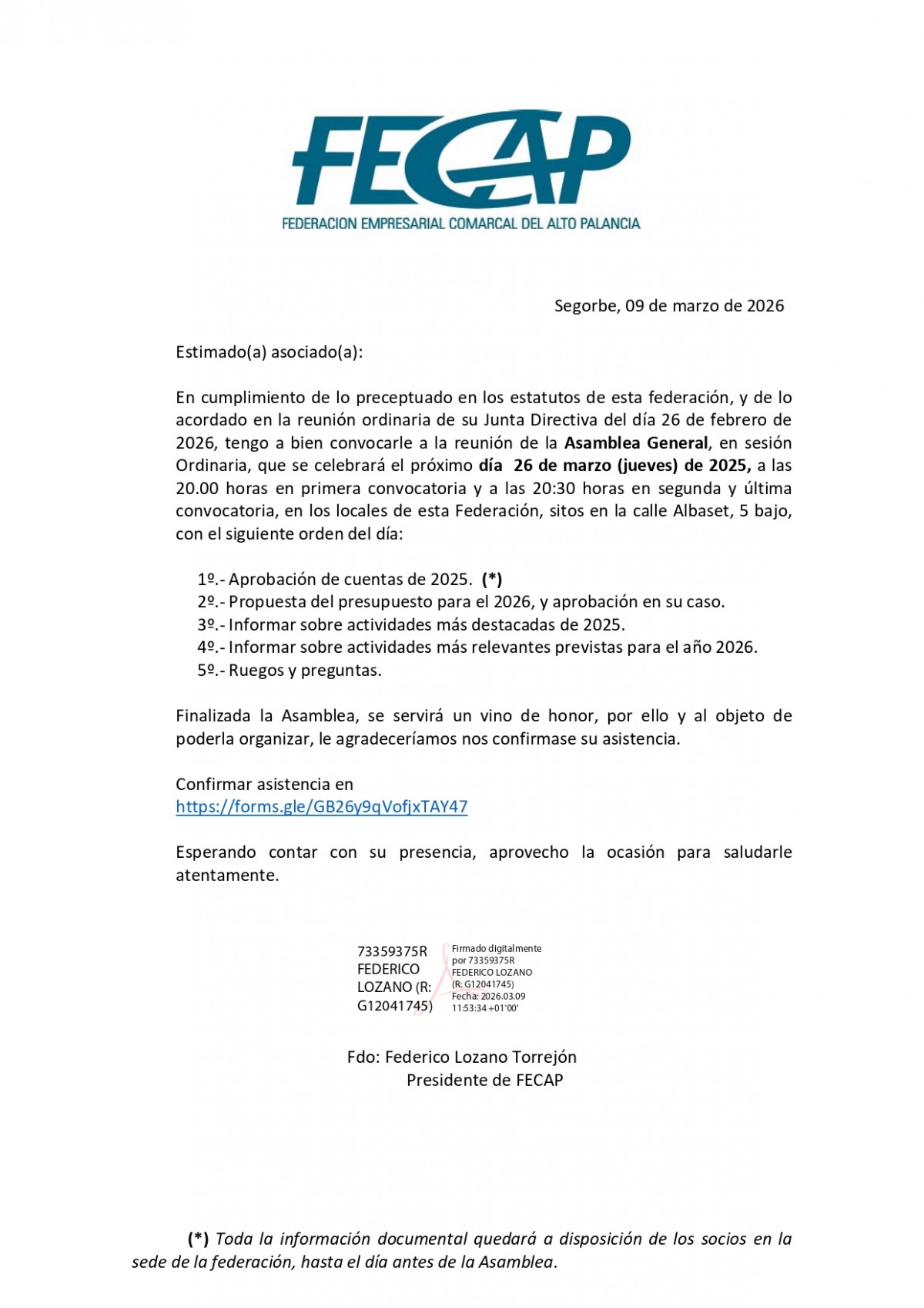 Asamblea General Fecap 2026