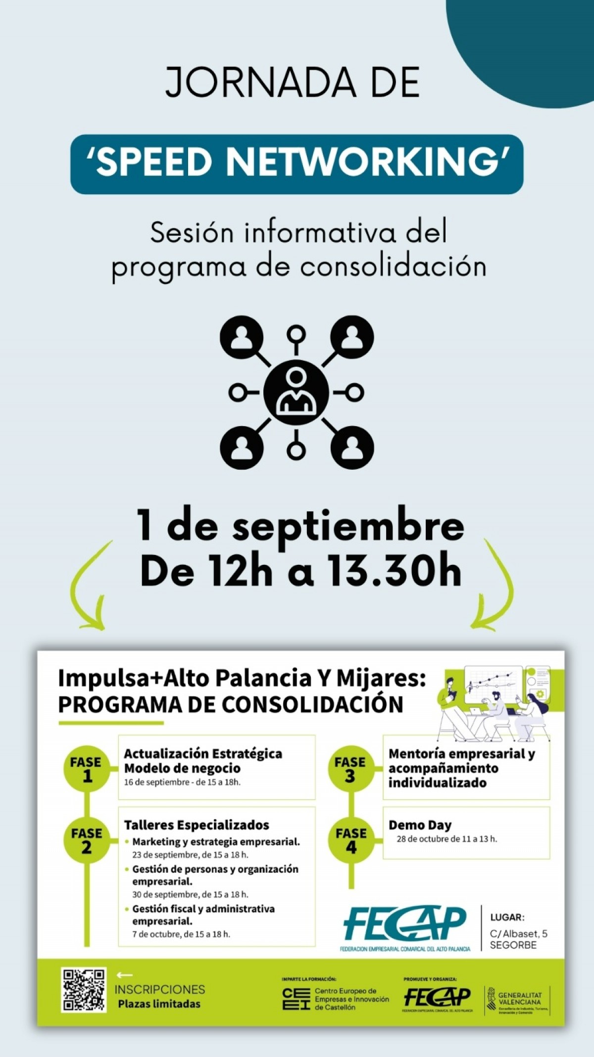 Jornada "speed networking" Sesión informativa del Programa Impulsa+ Alto Palancia y Mijares