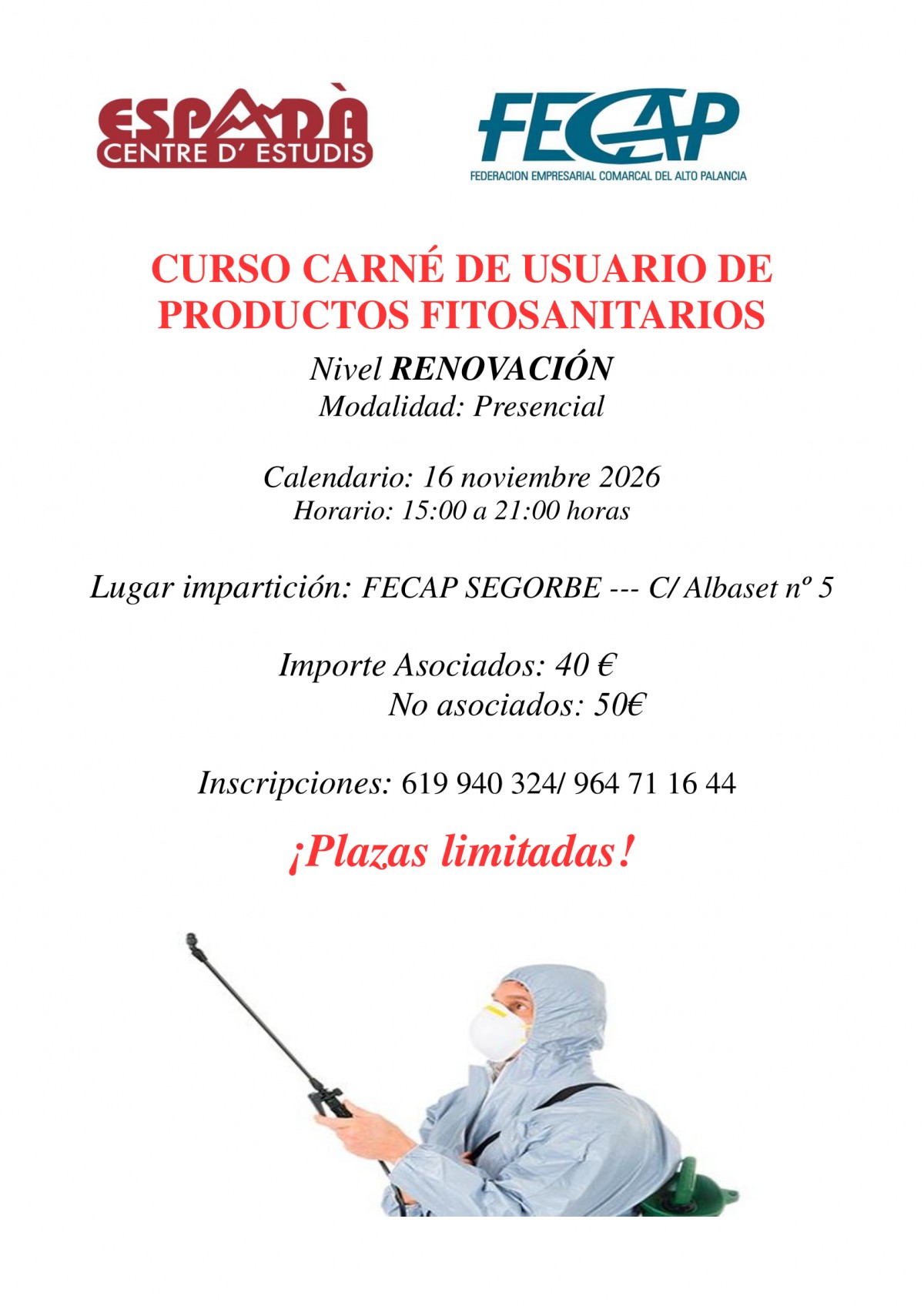 Curso renovación CARNE DE FITOSANITARIOS 