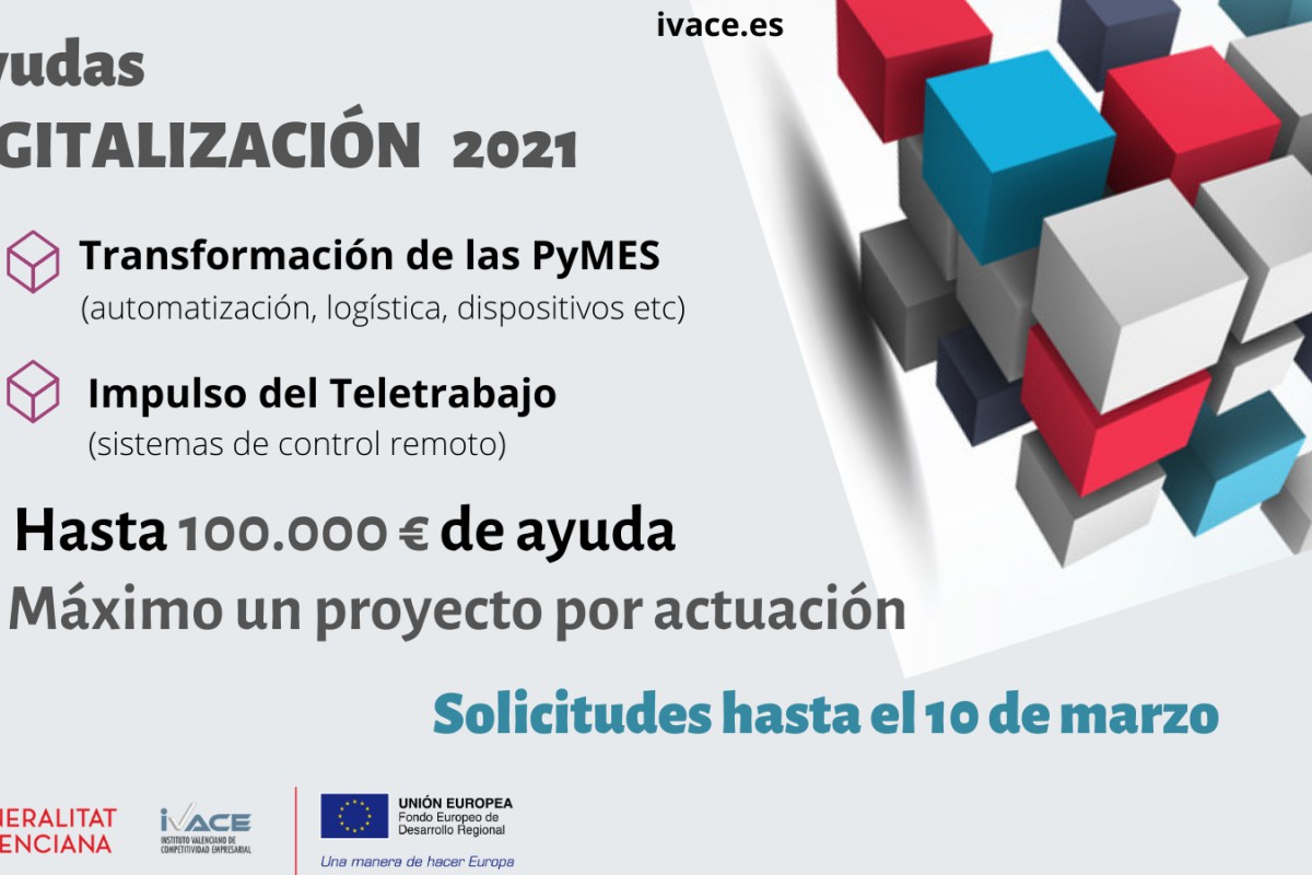Subvenciones para proyectos de Digitalización de Pyme (DIGITALIZA-CV).(Solicitudes del 11 de febrero al 10 de marzo de 2021)
