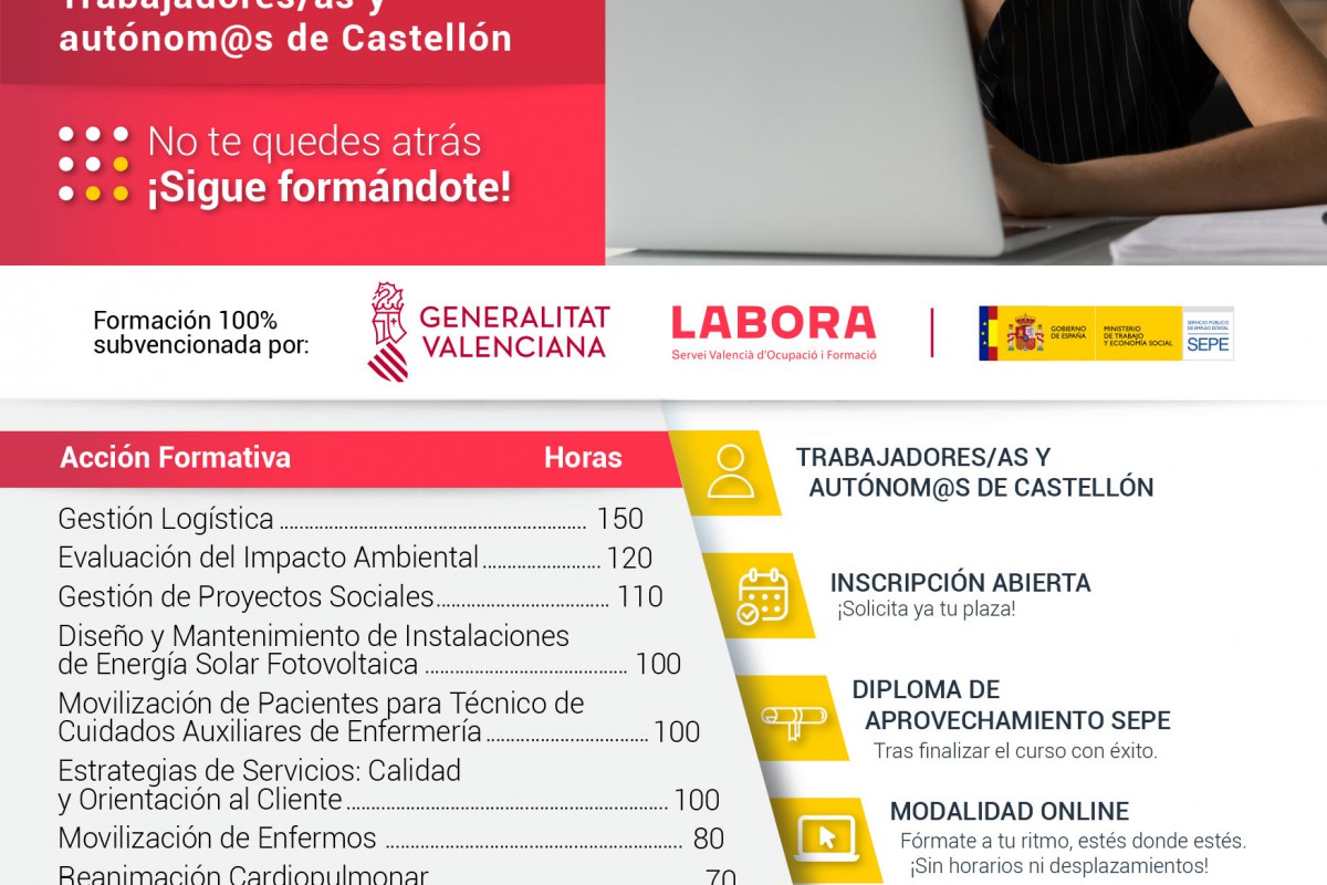 Cursos gratuitos para trabajadores y autónomos de la provincia de Castellón. Foto 2