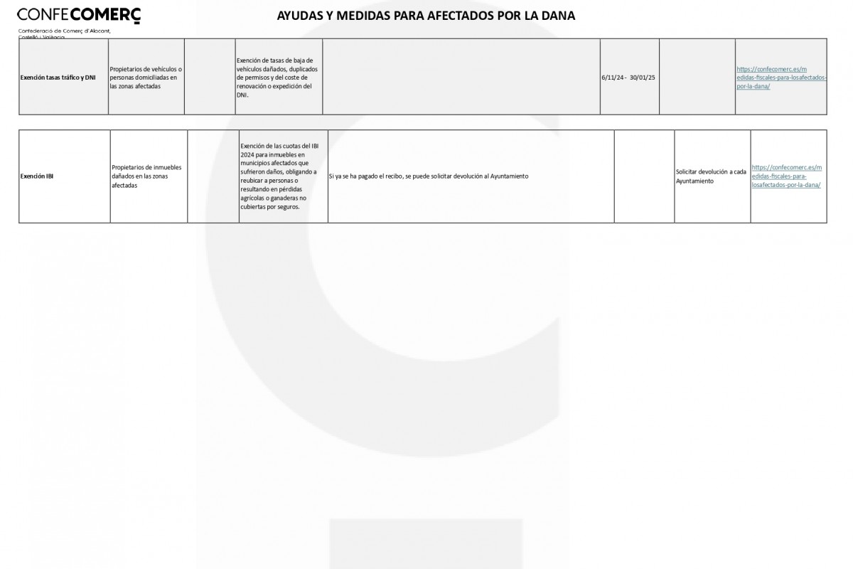 Resumen Ayudas para afectados por la DANA. Foto 1